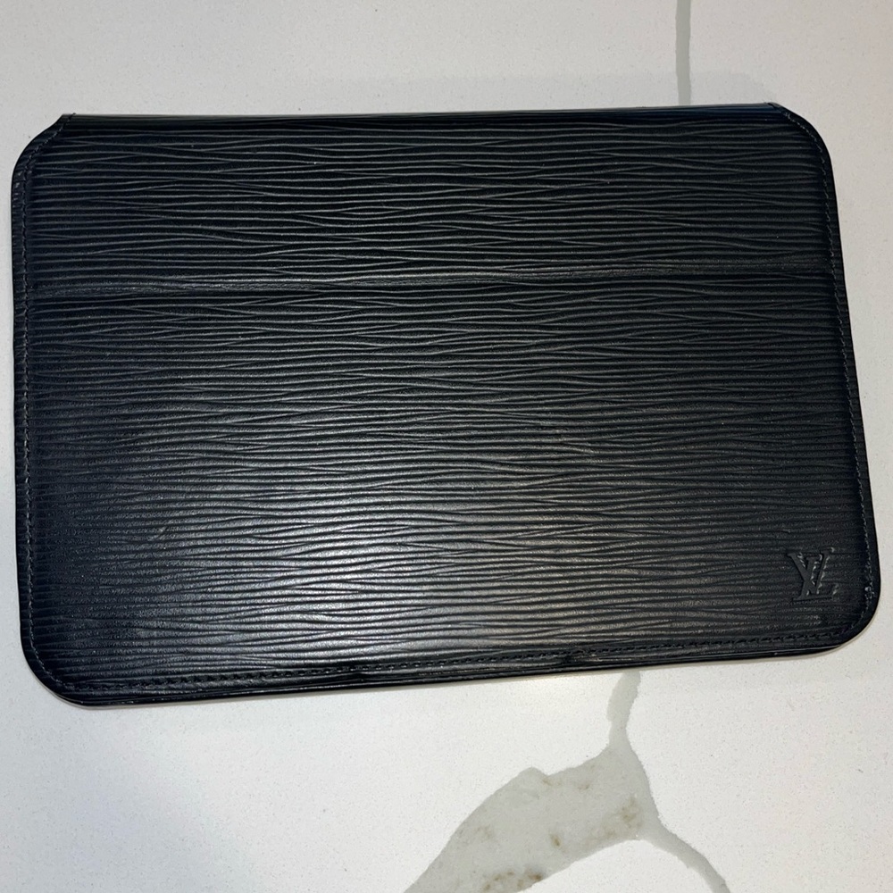 Authentic LOUIS VUITTON Black Noir Epi Leather iPad Mini Folio Cover- preowned